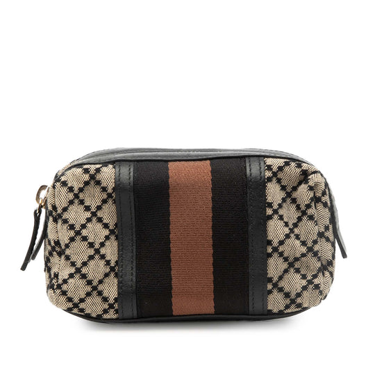 Gucci Diamante Web Pouch Beige Canvas