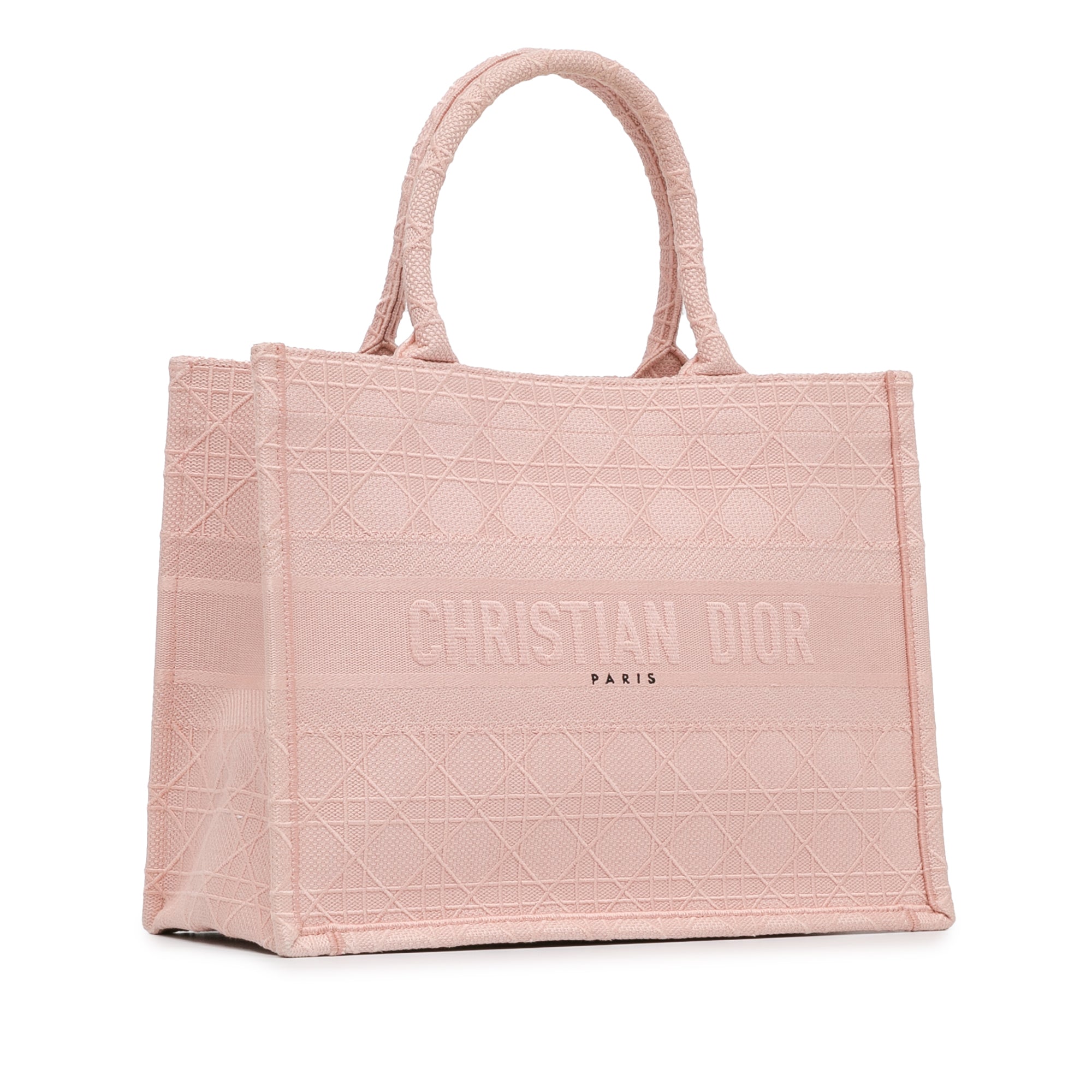 Dior Book Tote Medium Pink Embroided Cannage Canvas