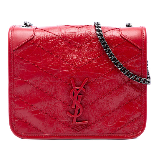 Saint Laurent Niki Wallet on Chain Red Calfskin
