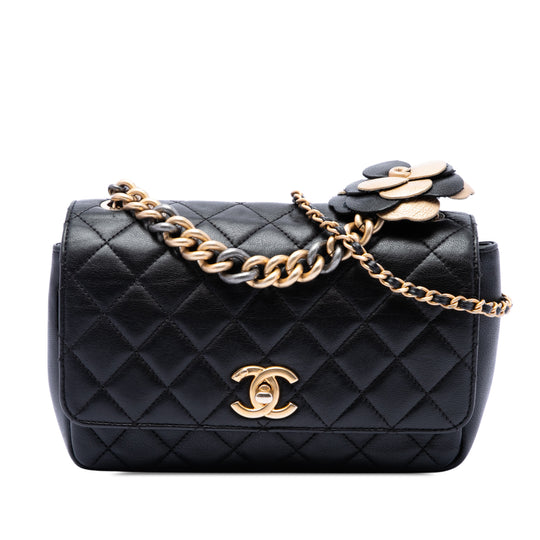 Chanel Private Affair Camellia Flap Medium Black Lambskin