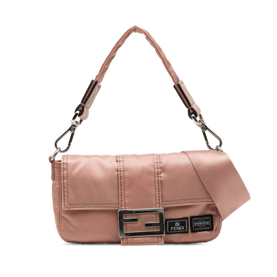 Fendi Porter Yoshida Baguette Satchel Pink Nylon