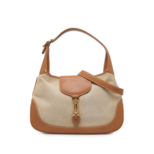 Gucci Jackie 1961 Medium Beige Canvas Calfskin
