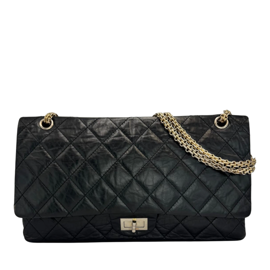 Chanel 2.55 Reissue Double Flap 227 Special Edition Black Aged Calfskin with Gold Hardware