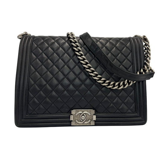 Chanel Boy Large Black Lambskin Ruthenium