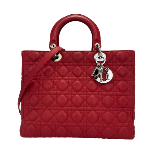 Dior Lady Dior Large Red Cannage Lambskin