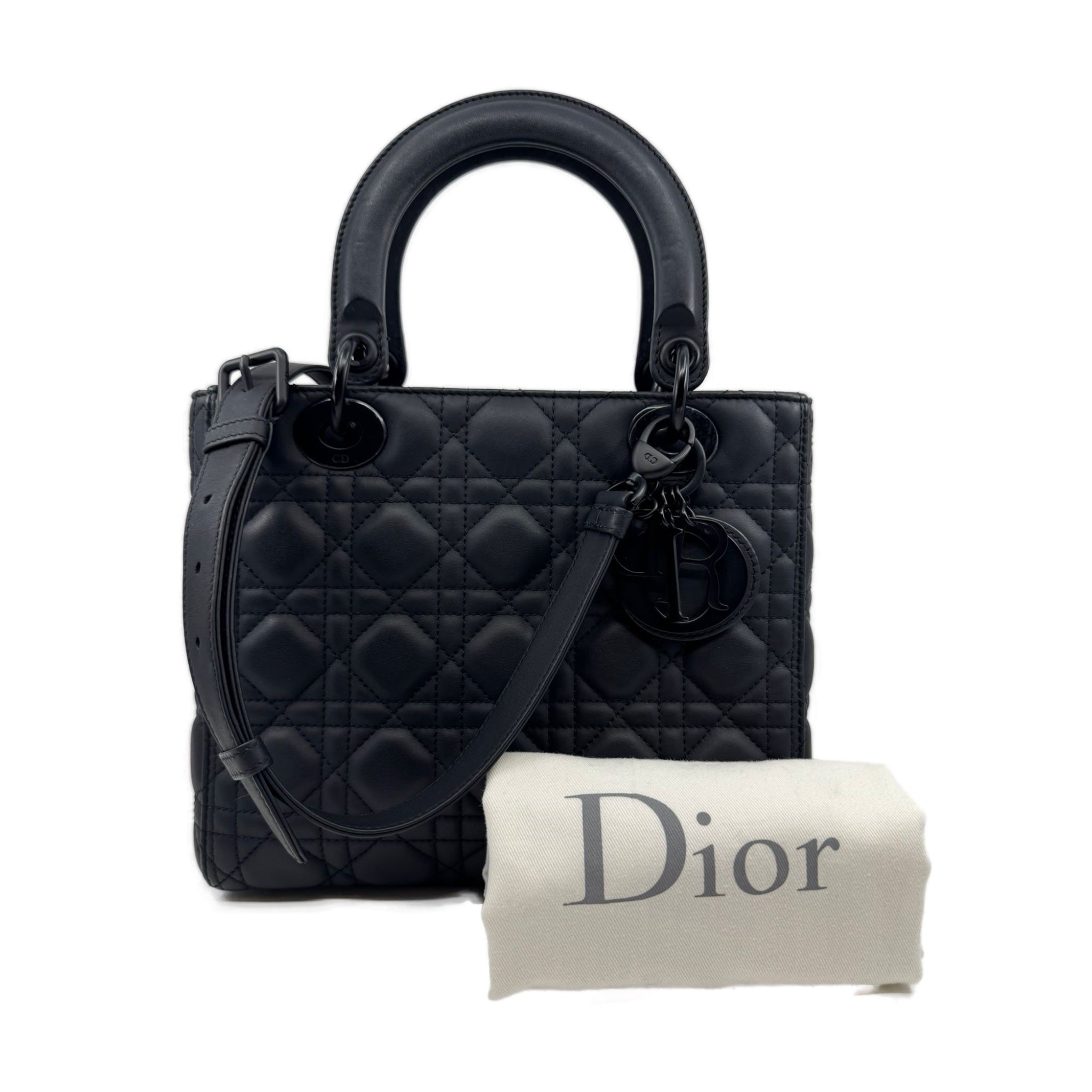 Dior Lady Dior Medium So Ultra Matte Black Lambskin