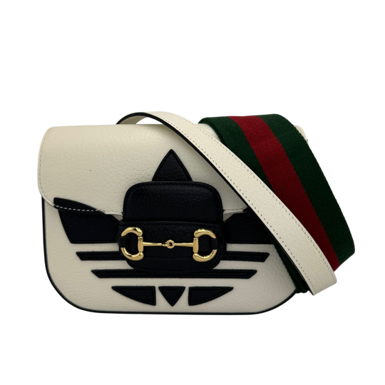Gucci x Adidas Horsebit 1955 Shoulder Bag White Leather