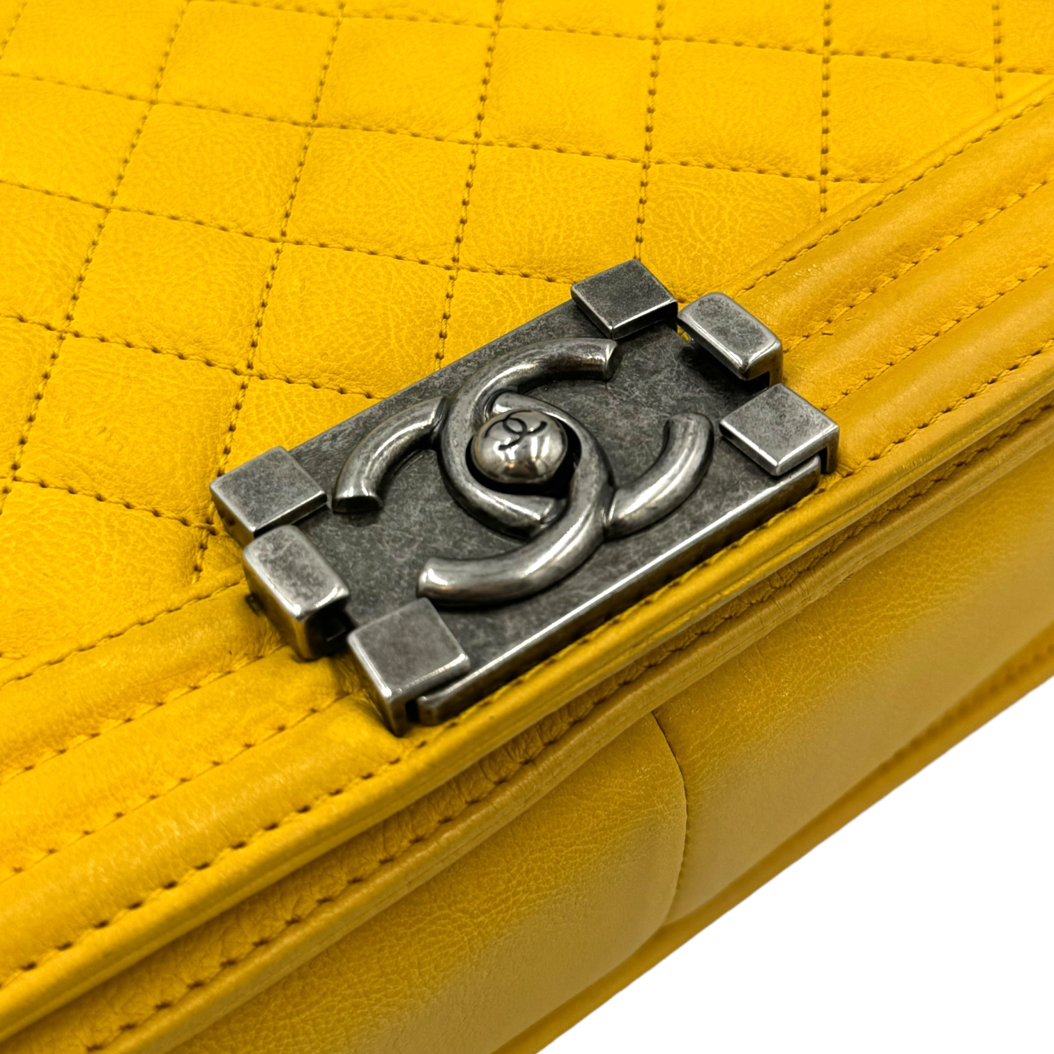 Chanel Boy Medium Yellow Lambskin Ruthenium