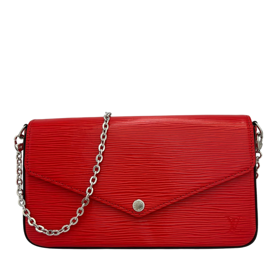 Louis Vuitton Félicie Clutch in Red Epi