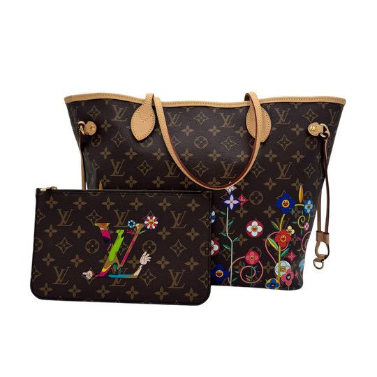 Louis Vuitton x Takashi Murakami Neverfull MM Monogram Canvas mit Pochette