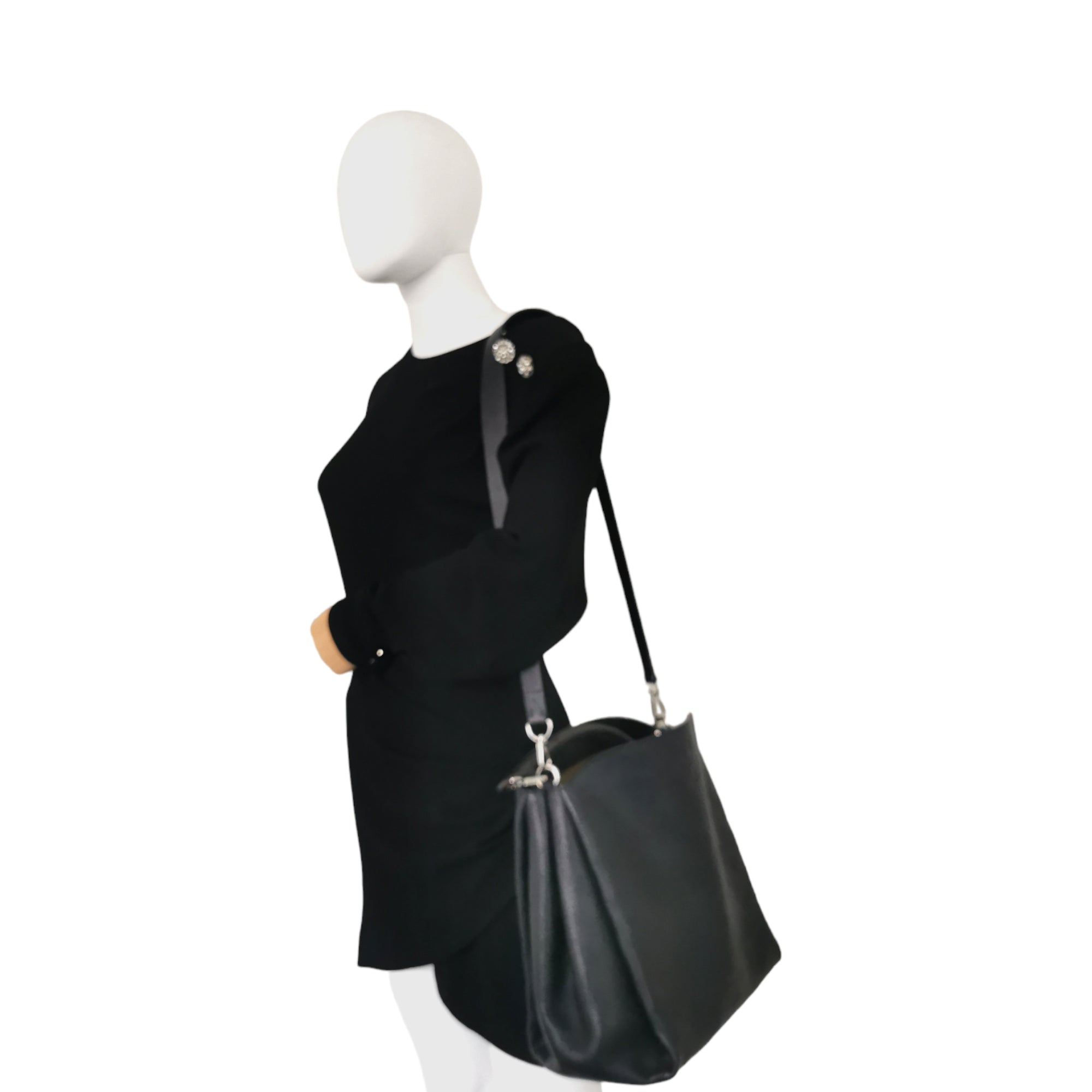 Louis Vuitton Black Monogram Mahina Leather Babylone PM Bag