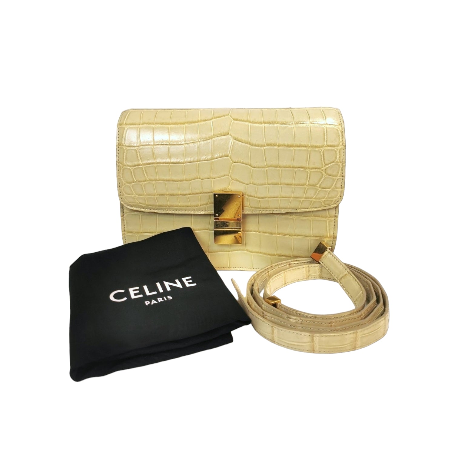Celine Classic medium beige crocodile