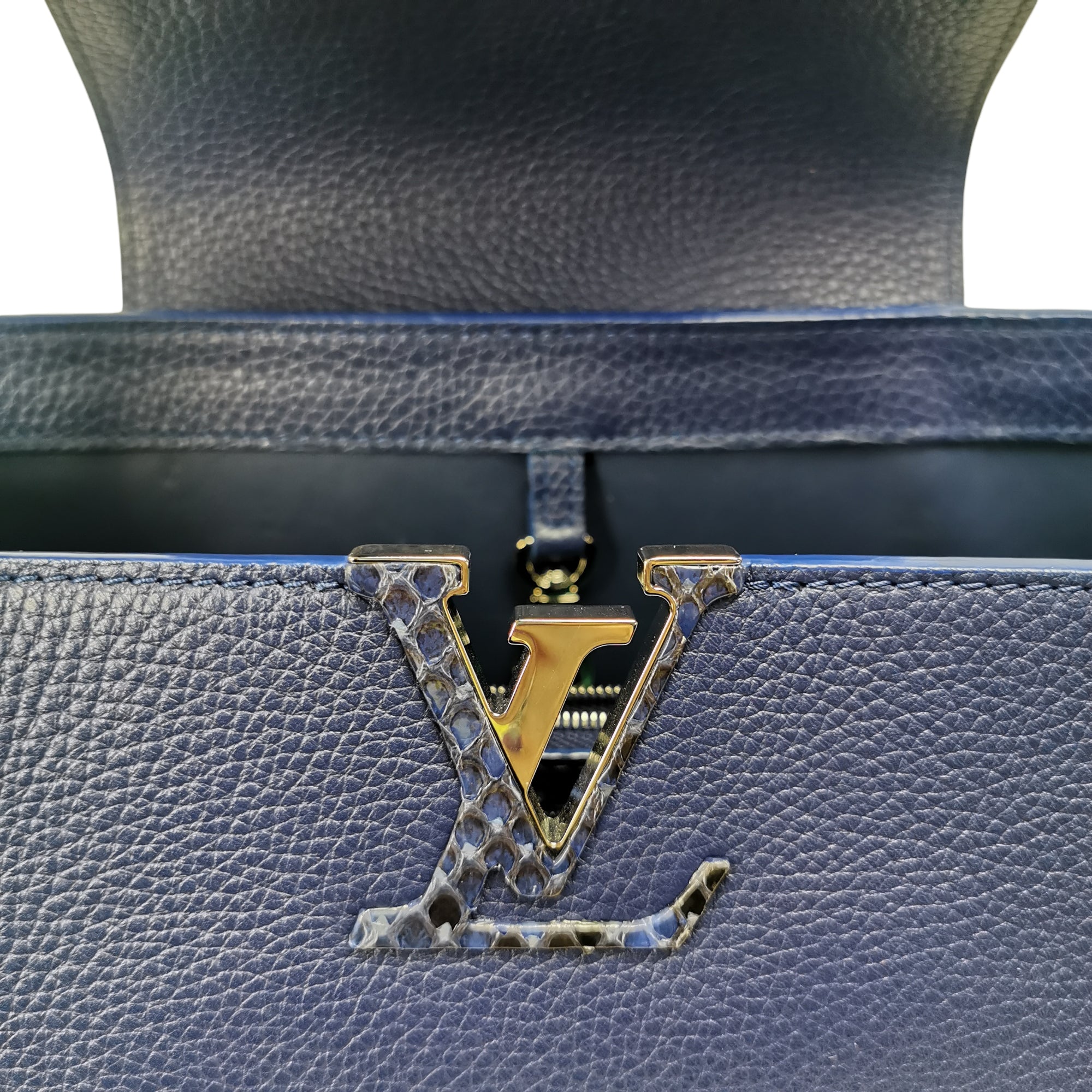 Louis Vuitton Capucines mm Handbag in Navy Blue Leather Taurillon