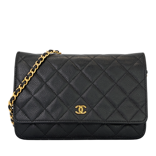 Chanel Wallet on Chain WOC Black Caviar Gold