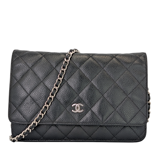 Chanel Wallet on Chain WOC Black Caviar Silver