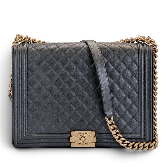 Chanel Boy Bag Large Black Caviar Gold
