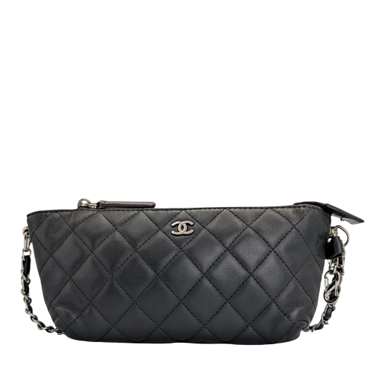 Chanel Crossbody Black Leather Silver