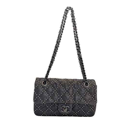 Chanel Paris-Dallas Flap Black Studded Leather