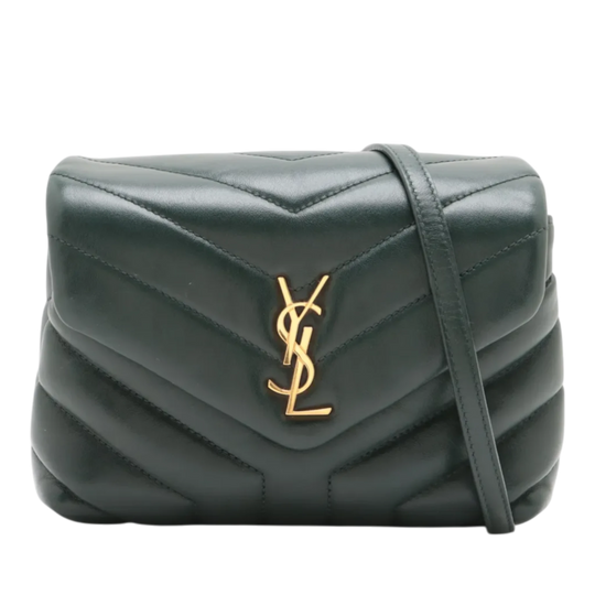 Saint Laurent Loulou Small Dark Green Calfskin Gold