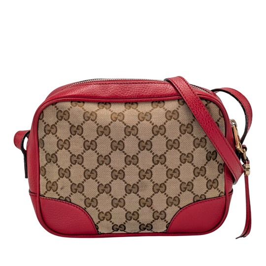 Gucci Bree Disco Beige GG Canvas Red Leather