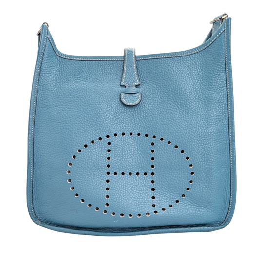 Hermès Evelyne II PM 29 Blue Calfskin Palladium