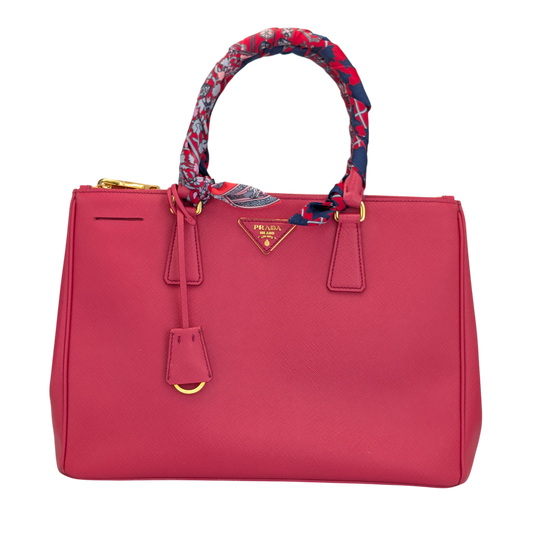 Prada Galleria Double Zip Pink Saffiano Leather