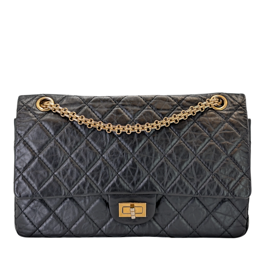 Chanel 2.55 Reissue 226 Black Aged Calfskin Gold
