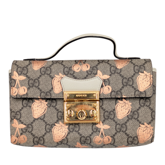 Gucci Padlock GG Supreme Strawberry Shoulder Bag