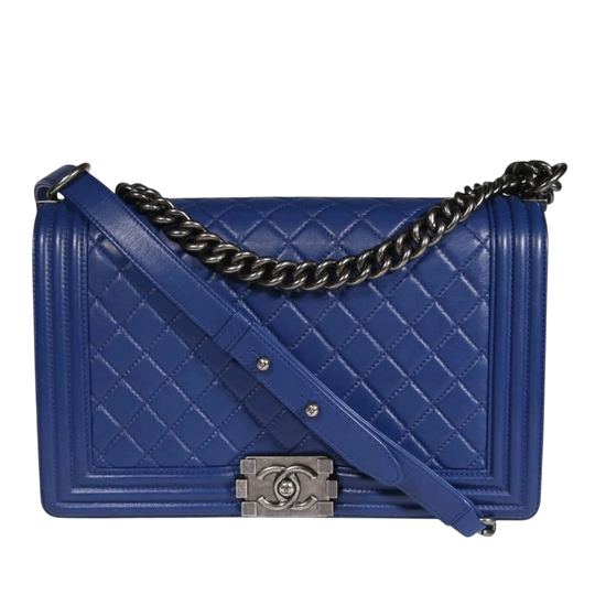 Chanel Boy New Medium Blue Lambskin Ruthenium