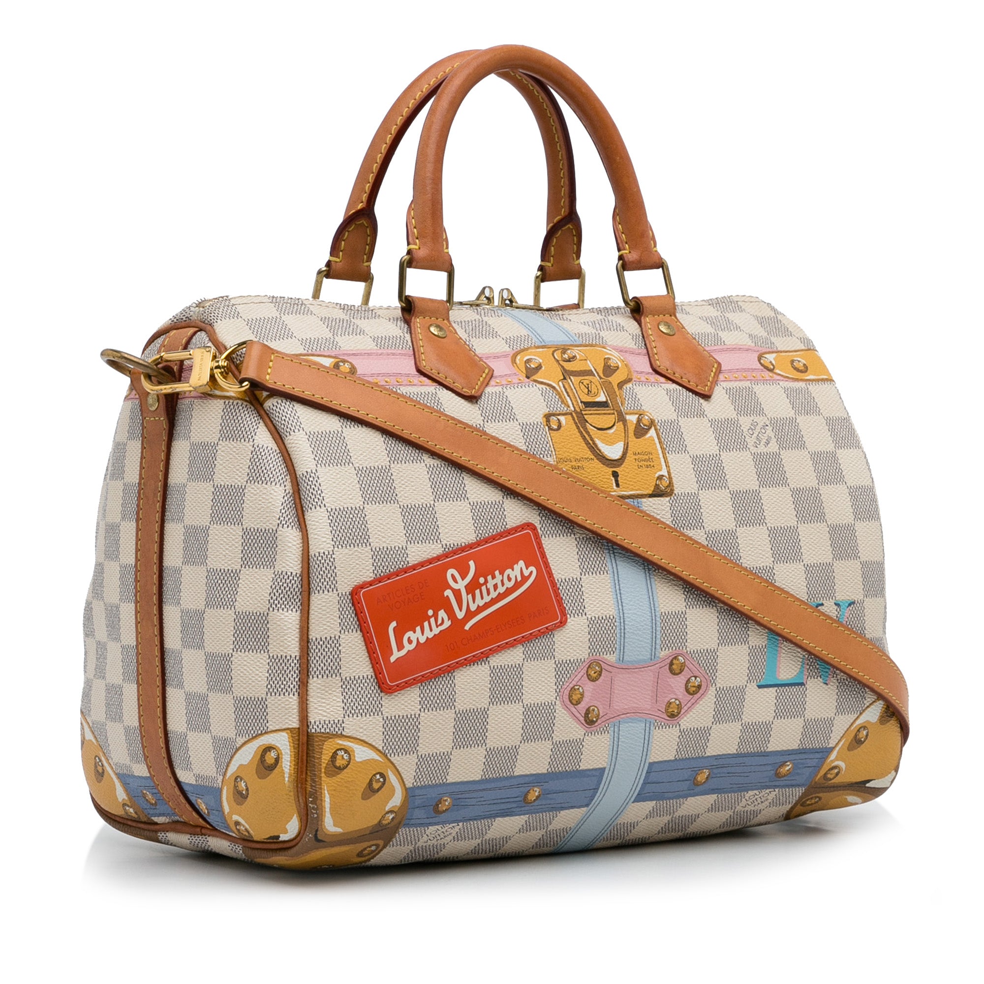 Louis Vuitton Speedy Bandouliere 30 Damier Azur in Coated Canvas with  Gold-tone - US