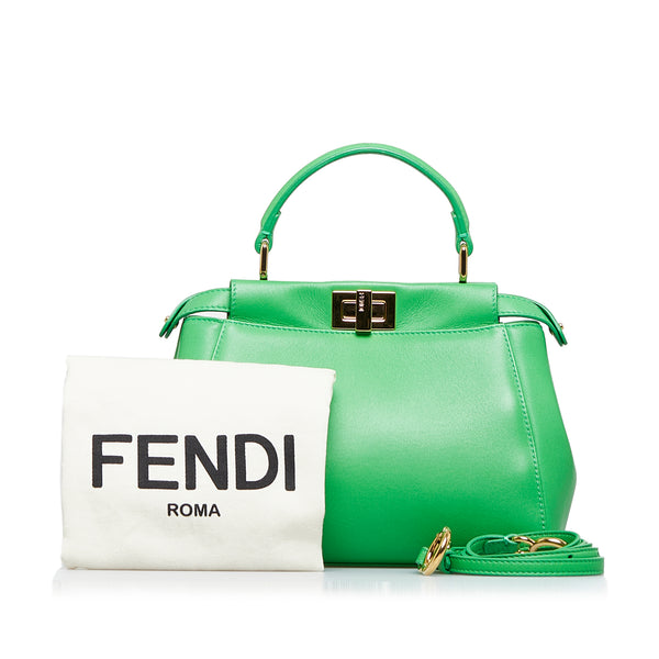 FENDI: Peekaboo Mini bag in leather - Green