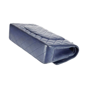 Chanel Classic Double Flap Medium Navy Lambskin Silver