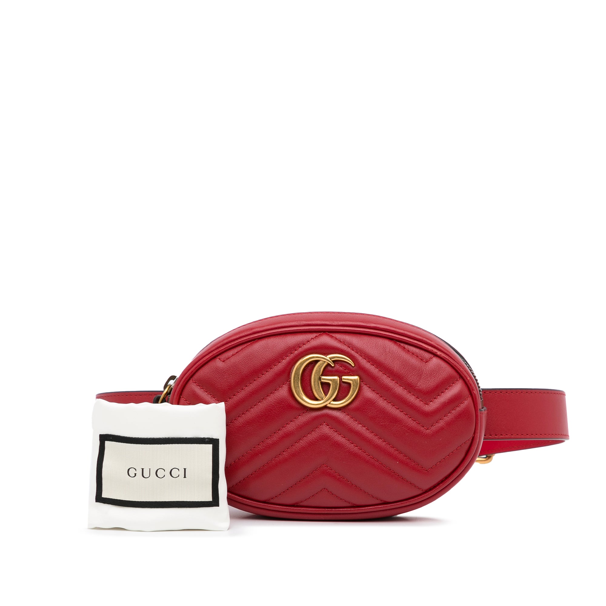 GUCCI - GG MARMONT RED MATELASSE BELT BAG - NEW – RE.LUXE AU
