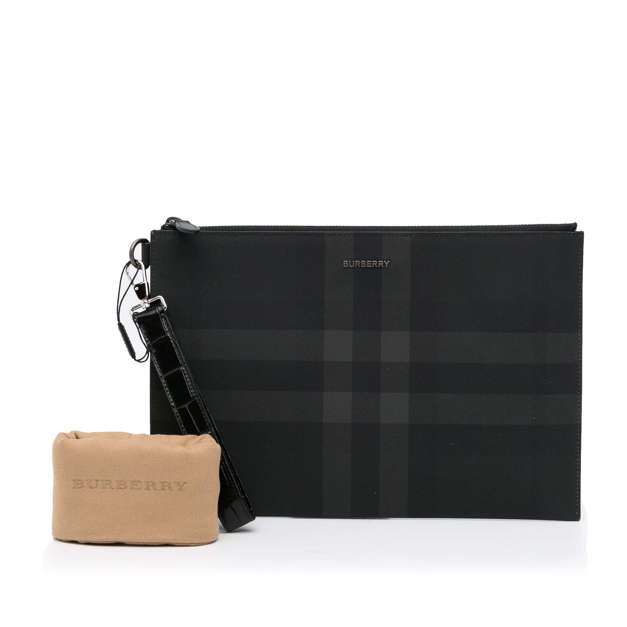 Burberry Black House Check Canvas and Leather Bridle Hepburn Tote Burberry