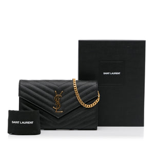 Yves Saint Laurent Envelope Wallet On Chain Black