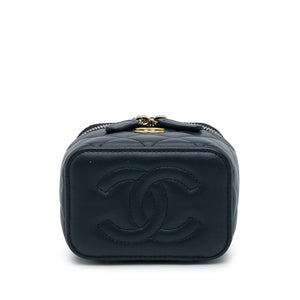 Chanel Top Handle Vanity Bag Small Blue Lambskin Gold