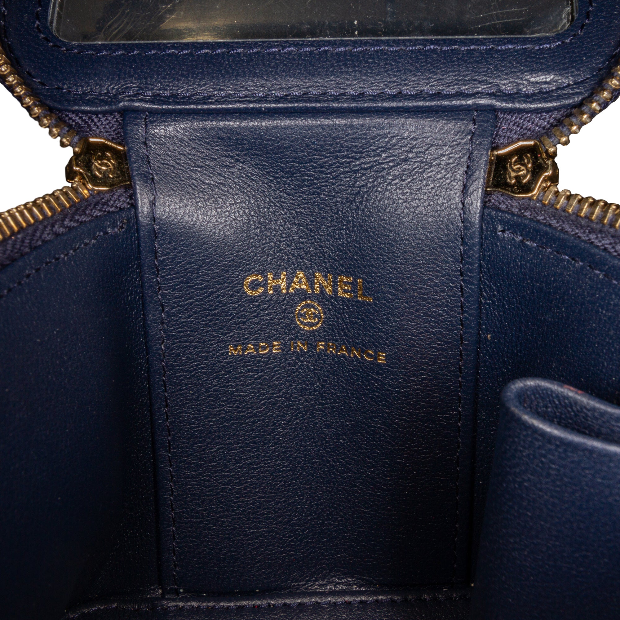 Chanel Top Handle Vanity Bag Small Blue Lambskin Gold
