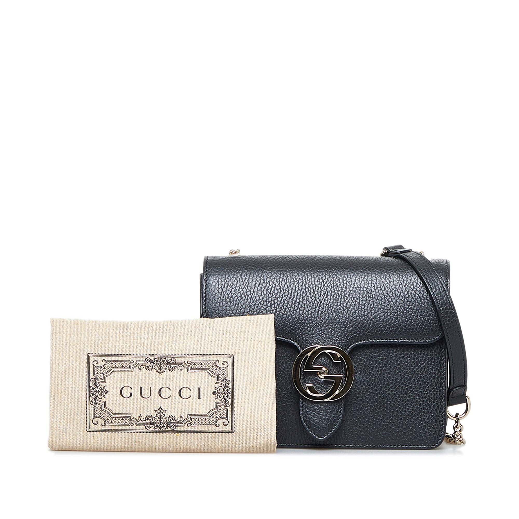 Gucci Shoulder Bag Interlocking GG Calfskin Leather