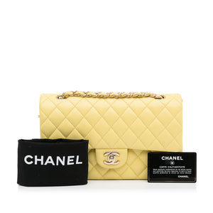 Chanel Classic Double Flap Medium Yellow Caviar Silver