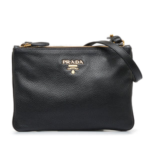 Prada Daino Double Zip Crossbody Bag