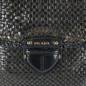 Prada Brown/Tan/Beige Woven Goatskin Leather Madras Satchel Bag - Yoogi's  Closet