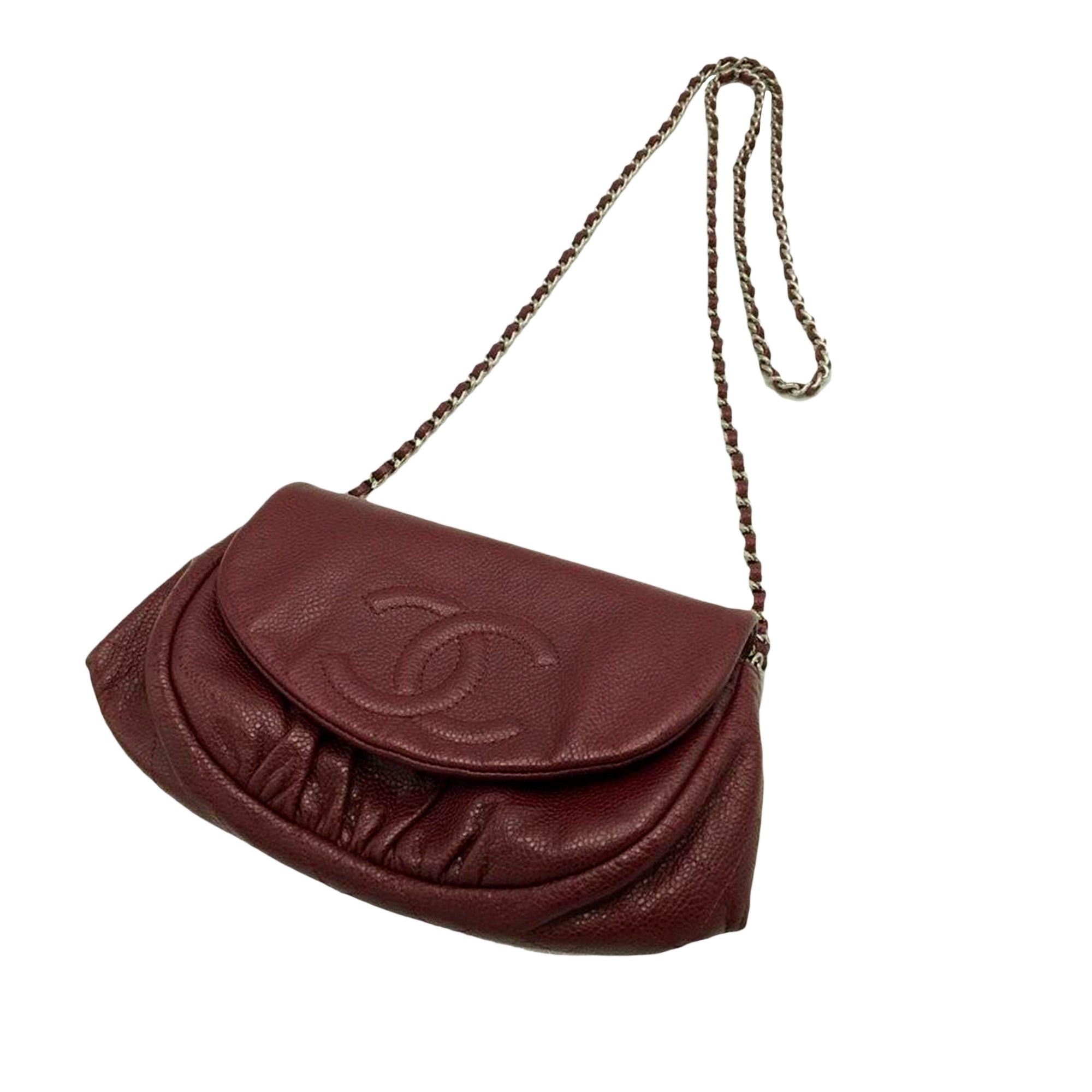 Chanel Half Moon Wallet on Chain Red Caviar