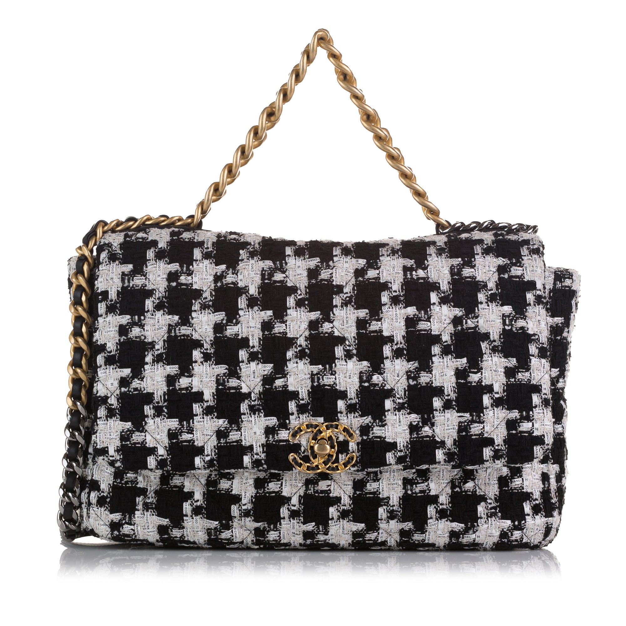 Chanel 19 Flap Bag Medium Black/White Tweed Gold