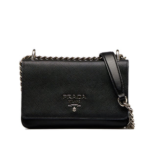 Prada Black Saffiano Wallet On Chain Crossbody Shoulder Bag