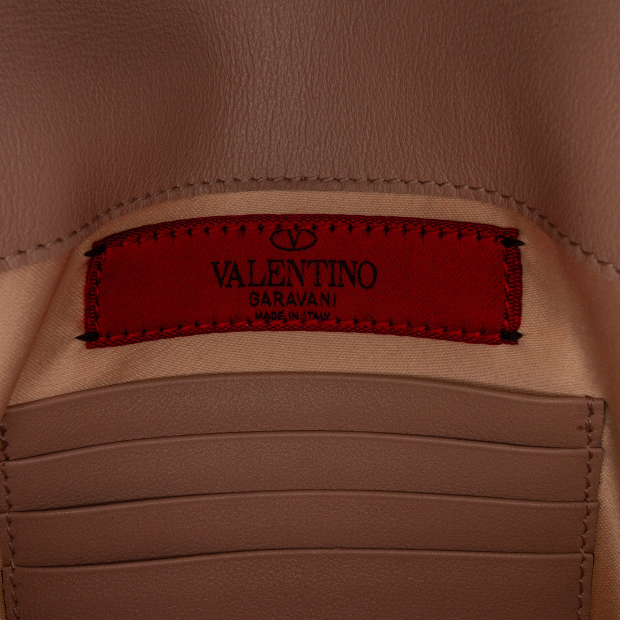 Valentino Rockstud Envelope Clutch Light Brown