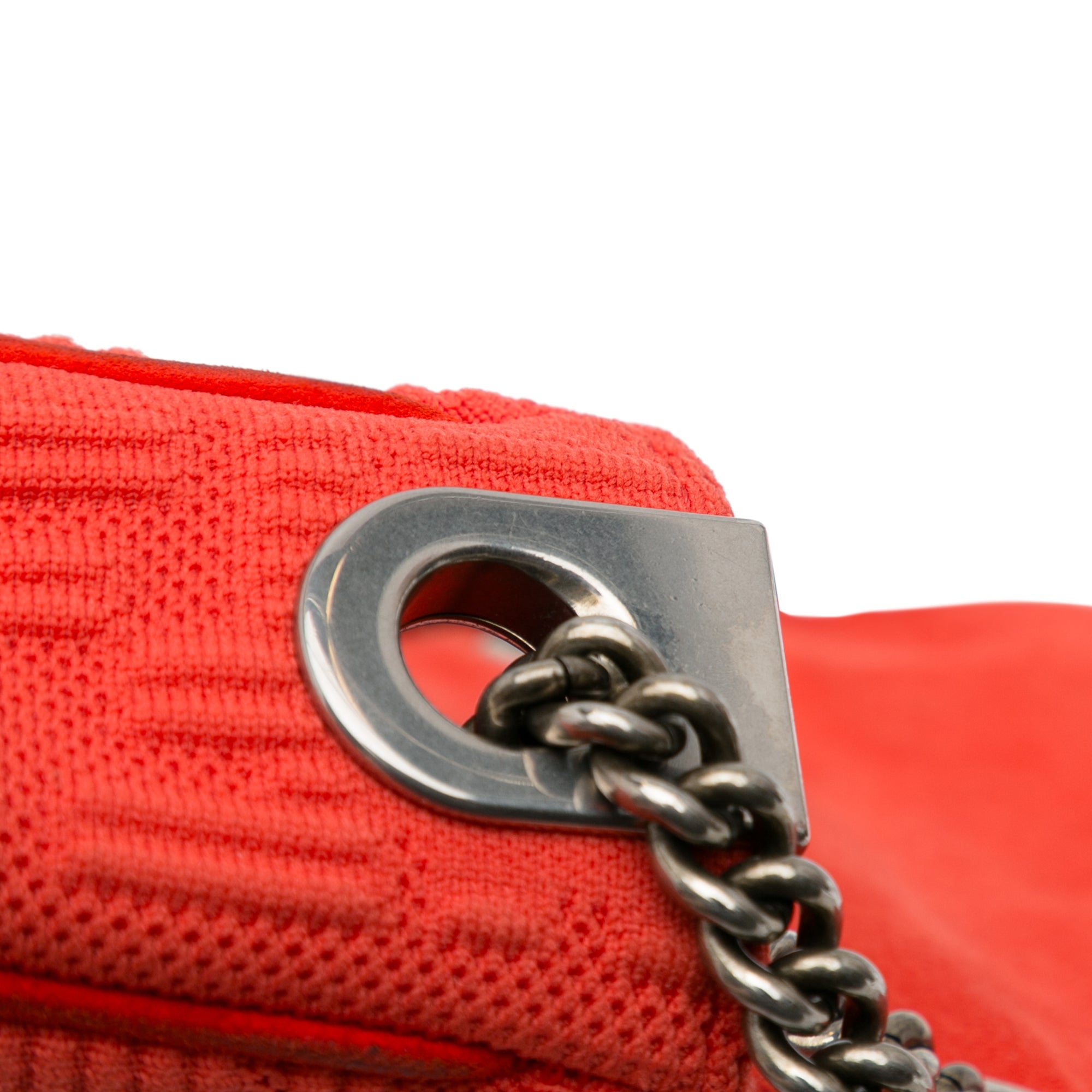 Fendi Chain Baguette Medium Red Nylon Canvas