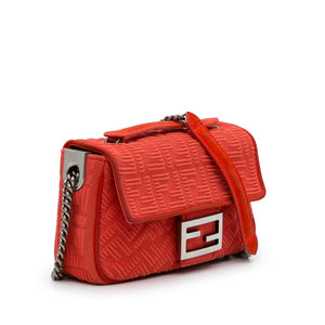 Fendi Chain Baguette Medium Red Nylon Canvas