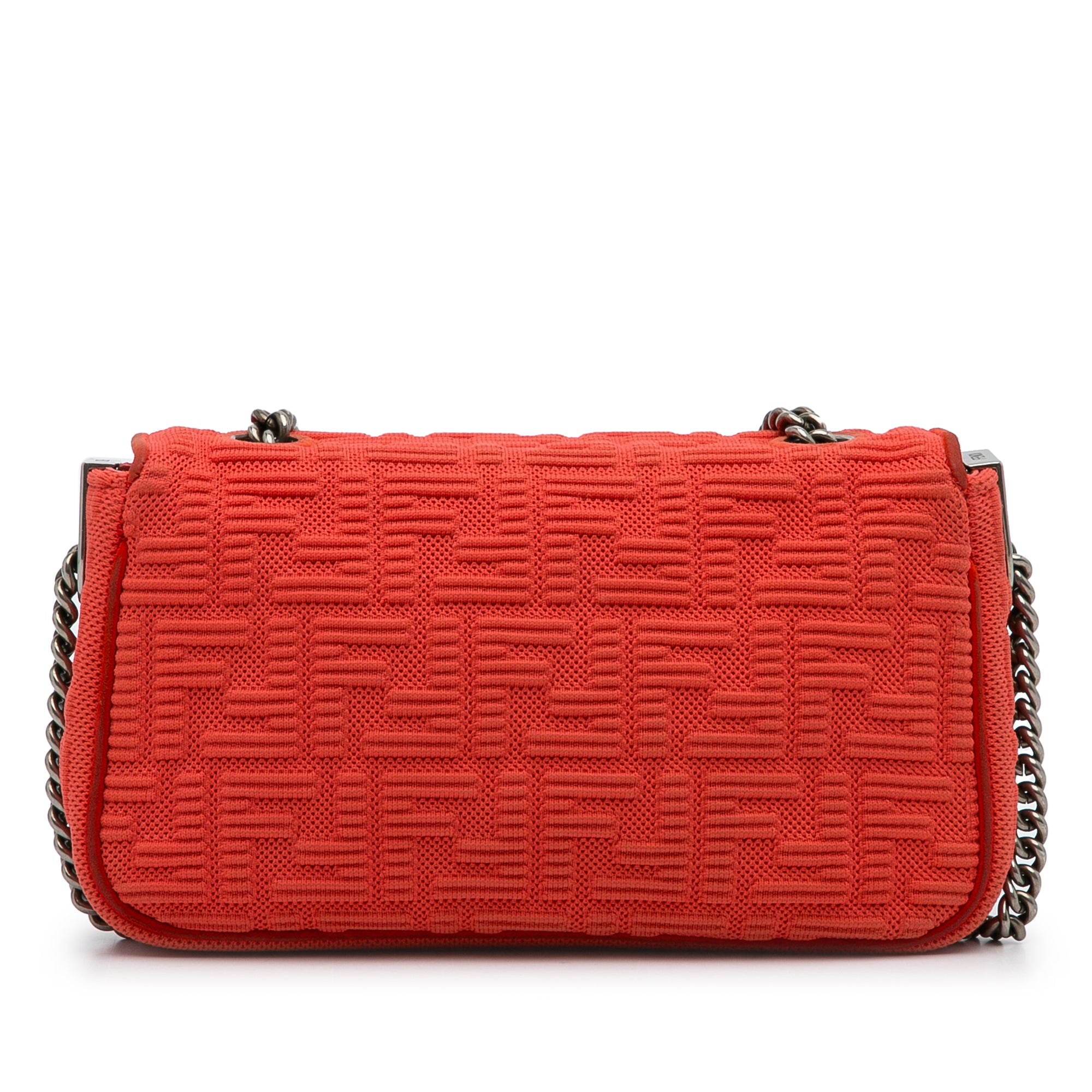 Fendi Chain Baguette Medium Red Nylon Canvas