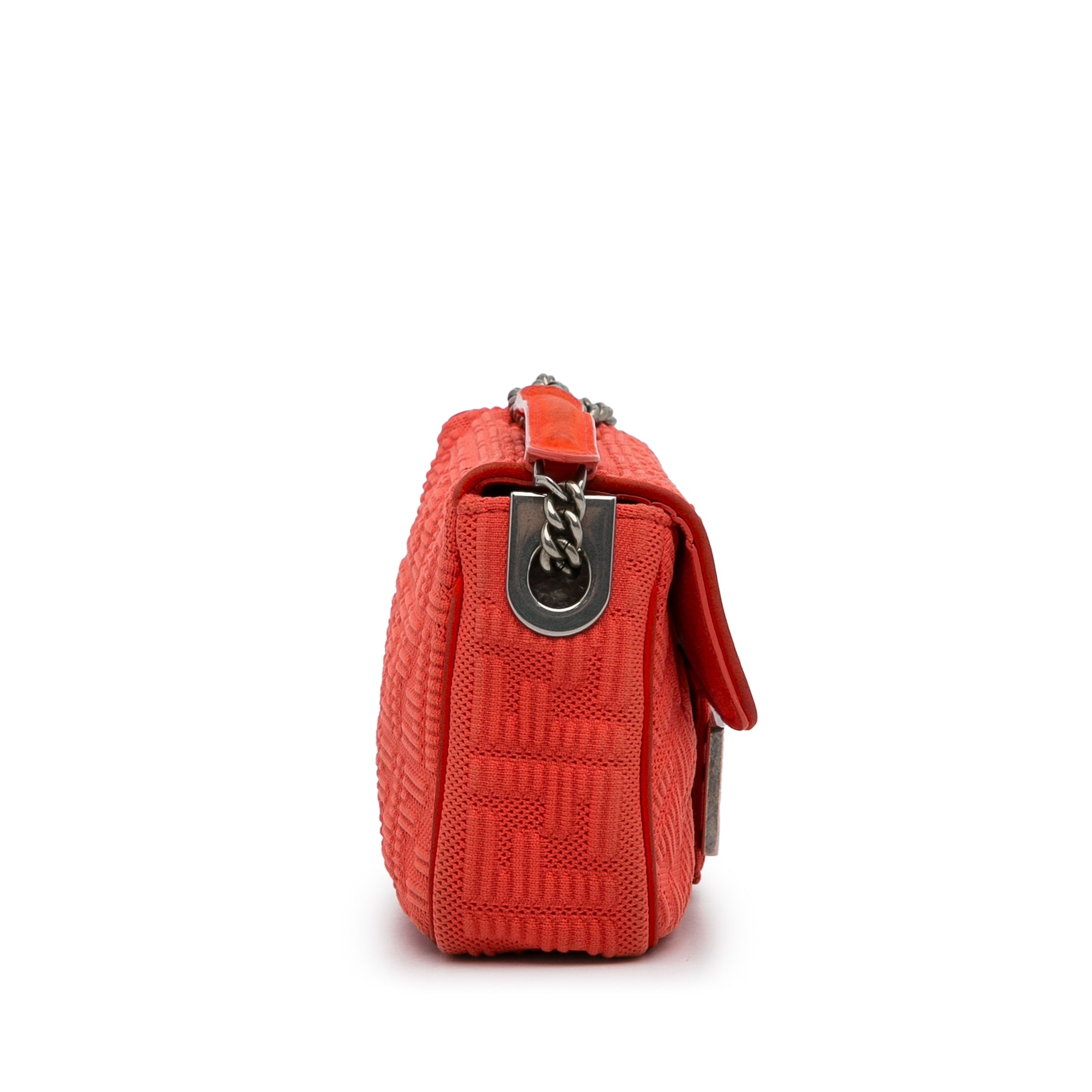 Fendi Chain Baguette Medium Red Nylon Canvas