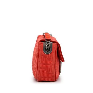 Fendi Chain Baguette Medium Red Nylon Canvas